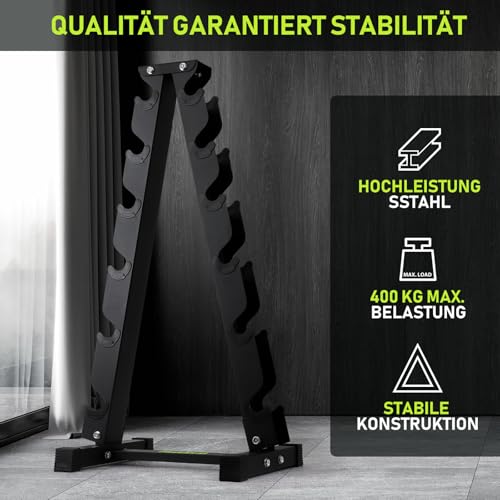 PhysKcal 6-Tier Kurzhantel Rack,Hantelablage für Kurzhanteln, Strapazierfähiger Stah, 300kg Belastbarkeit, Hantelständer Hantelablage