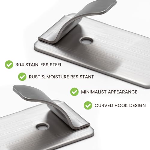 Image of TAILI Hooks for Hanging 10 Metal Sticky Hooks and 14 Adhesive Strips Silver