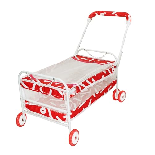 Image of BABYBLESSING Baby Cradle with Swing and Mosquito Net | with 4 Wheels | Foldable & Movable | Sturdy and Safe | Durable | Jhulla | Palna | Easy to use | Red