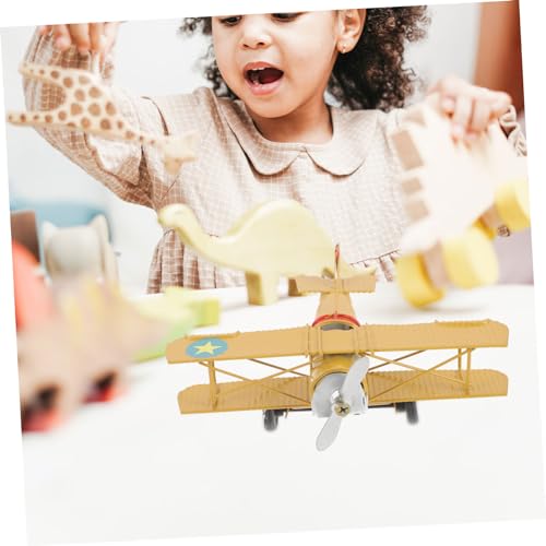 Maquette avion rétro fer jaune DOITOOL : cadeau idéal et objet de collection unique - 3