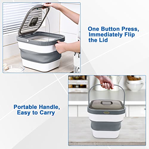 Valinks Dog Cat Food Storage Container, Collapsible Airtight Rice Dispenser Bin With Locking Lid & Handle, Large Foldable Pet Food Storage Bucket For Kitchen Storage Flour Cereal Rice Pet Food (Grey) #TOP2