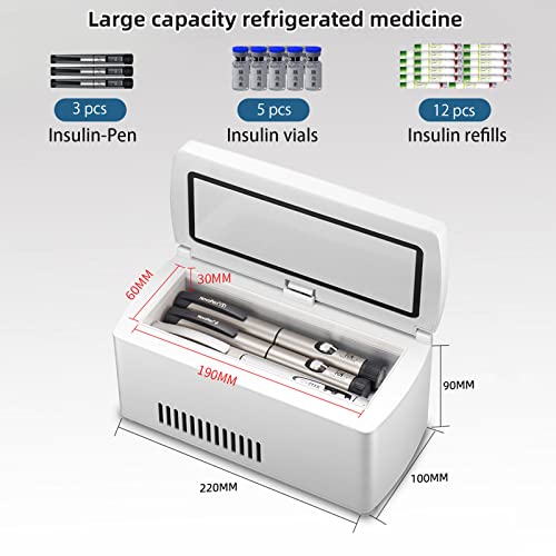 Enfriador de insulina portátil con batería de 10,000 mAh, caja de refrigeración de medicamentos de viaje con recargable por USB, termostato de 2 a 8 ℃ para viajes, coche, hogar y oficina, batería