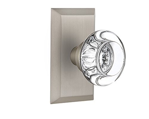Nostalgic Warehouse Studio Plate with Round Clear Crystal Glass Knob, Single Dummy, Satin Nickel Nostalgic Warehouse Studio Plate with Round Clear Crystal Glass Knob, Single Dummy, Satin Nickel