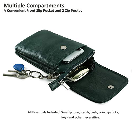 Image of befen Genuine Leather Small Crossbody Bags for Women Cell Phone Bag Cross Body Purses,Silver Zipper