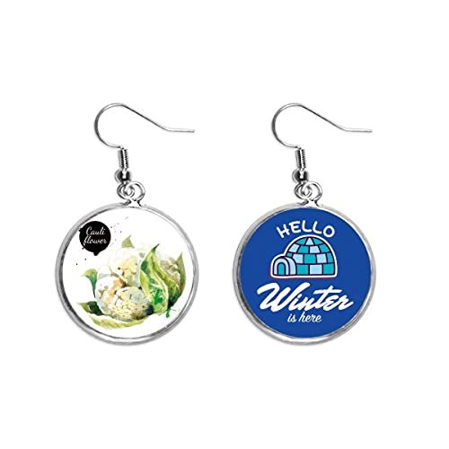 Pendientes de coliflor en acuarela joyas colgantes de gota estilo invierno