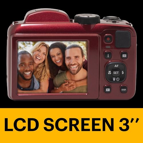 Image of KODAK PIXPRO AZ255 16MP Digital Camera, 25x Optical Zoom, AA, OIS, Red | Image Stabilization 1080p Full HD Video 3' LCD Vlogging