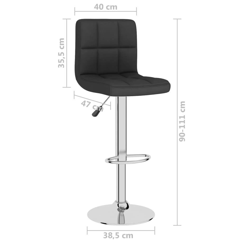 Taburete de bar de tela negra con reposapiés y muelle de gas, altura regulable, giratorio, estructura de acero cromado para cocina, comedor, bar, bar, sala de fiestas