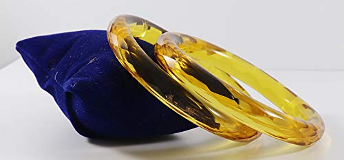 Image of ZULKA Get your traditions Glass With Diamond Pattern Glossy Finished Kada Set For Women and Girls,(Yellow 2.4 Inches), Pack Of 2 Kada Set