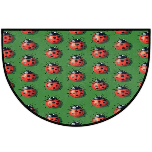 Paillasson demi-rond vert coccinelles 58x91 cm antidérapant