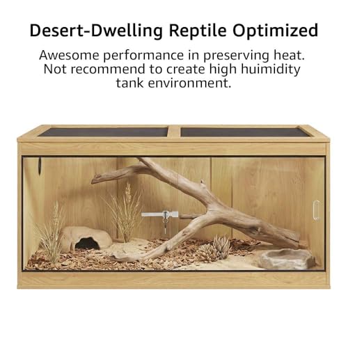 Image of unipaws 110 Gallon Reptile Tank for Lizards, Bearded Dragon Enclosure Cage | Large Stackable Cage, Glass Sliding Doors, Lockable, Cable Port, Nature Terrarium