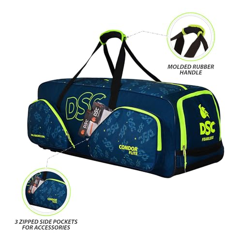 Image of DSC Condor Flite Wheeler Polyester Cricket Kit Bag, Green, Adult Size