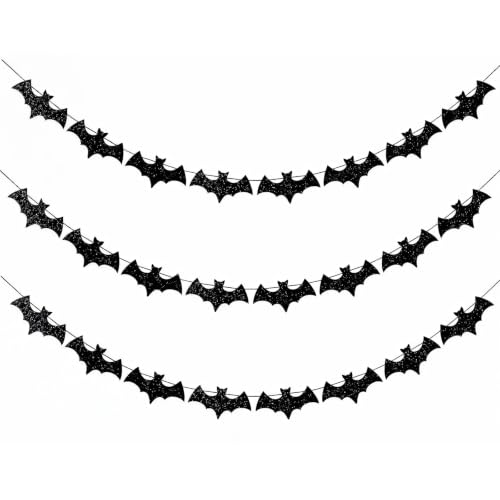 Halloween decorations Bunting Bat Garland 3M Long Black Gothic Banner