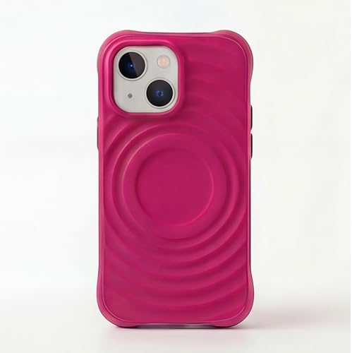 Image of amazon basics Shockproof Case for iPhone 15 Plus | Ripple Pattern | Camera Protection | Protective Cover with Enhanced Grip & Wireless Charging Support - Maroon Red