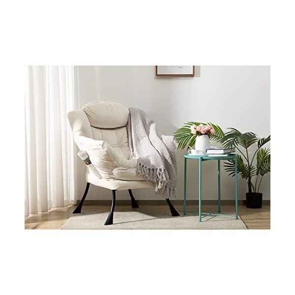 AbocoFur Modern Large Fabric Lazy Chair, Accent Contemporary Lounge Chair, Single Steel Frame Leisure Sofa Chair with Armrests and A Side Pocket - Image 7