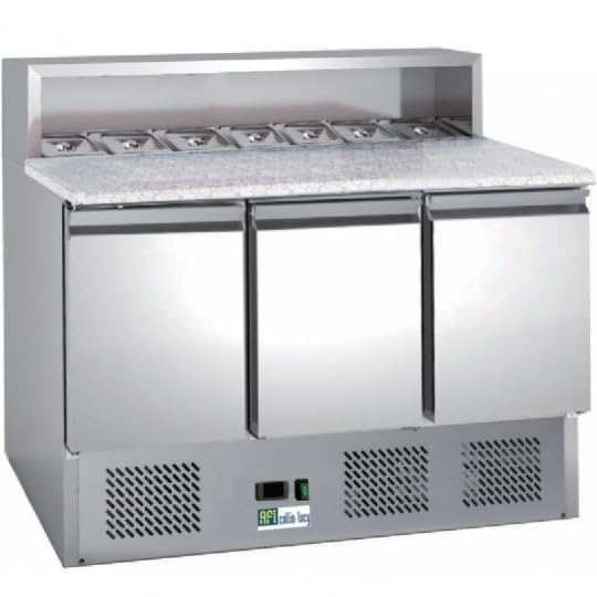 Meuble De Préparation Stockage Réfrigéré à Pizza 3 Portes Gastro INOX
