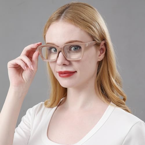 Image of REAVEE 2 Pack Oversized Reading Glasses for Women Men Blue Light Blocking, Ladies Stylish Retro Square Large Computer Readers (Red /Coffee 1.25x)