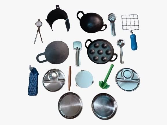 HDS Fancy Black Pure Iron and Steel Miniature Kitchen Set for Kids Iron Kitchen Set for Children’s- Choppu Jaman and Real Cooking Set for Kids (B09T2NV7FW) Amazon Price History, Amazon Price Tracker