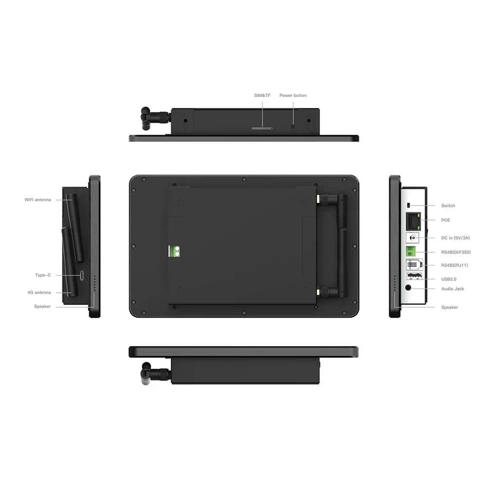 Smart Home Automation Touch Panel: KNX & RS485 Control, Wall-Mount Tablet with RJ45 & PoE for Seamless IoT Integration