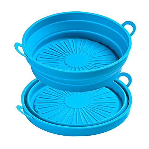 2 moldes de silicona para freidoras de aire caliente, 7,5 in/8,5 in Air Fryer Liners reutilizables, freidora de aire, olla de silicona para horno, vaporizador (azul, 7,5 in) Cover