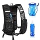 Laufweste für Damen Herren mit Trinksystem Reflektierend mit 1500 ML Soft Wasserflaschen, Verstellbare Brustgurte, Schwarz Zurück Reißverschluss Rucksack für Radfahren Wandern Laufen