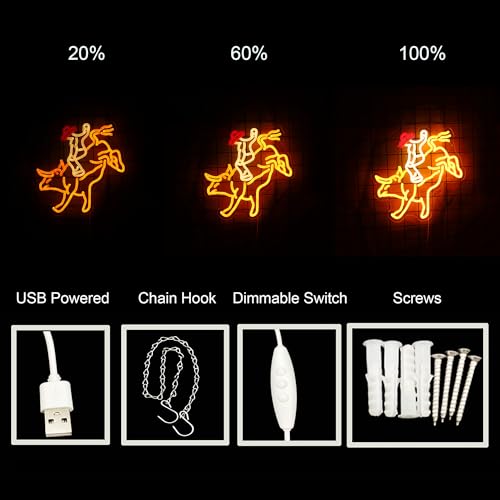 Image of Rodeo Neon Sign, Cowboy Rides Bull Neon Light, Bull Riding Led Sign, Western Man Rides Light Up Sign Rodeo Room Wall Art Decoration gifts for men