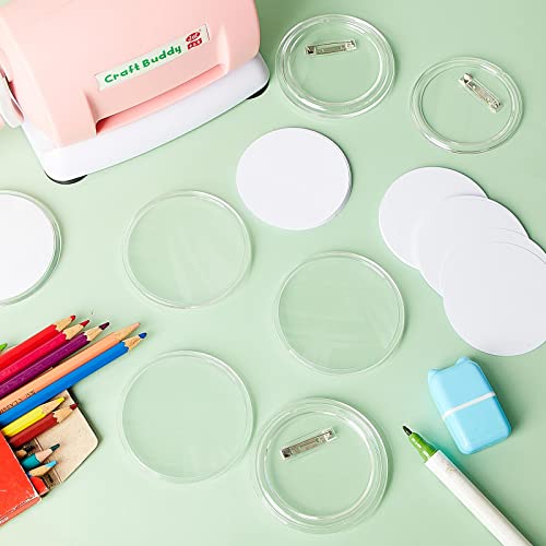 Yilloog 100 Peças de Botões Transparentes de Acrílico com 200 Papel 20 Ferramenta de Remoção de Cart