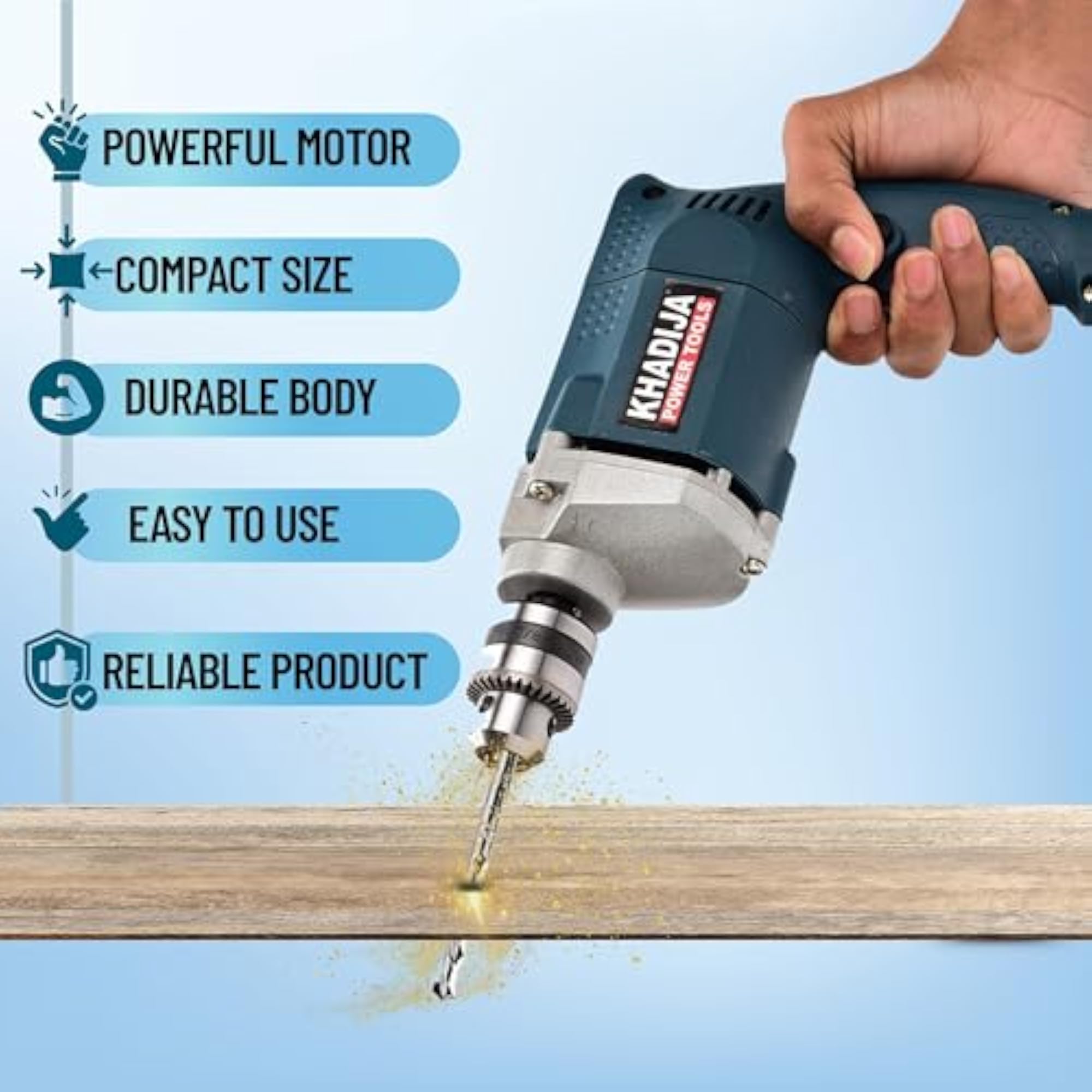 Drill Machine 10mm with 13pcs HSS Drill Bits & 1pc Masonary Bit Combo