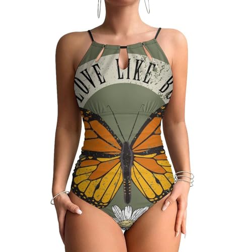Monokini beachwear papillon brun idéal pour vos journées ensoleillées à la plage