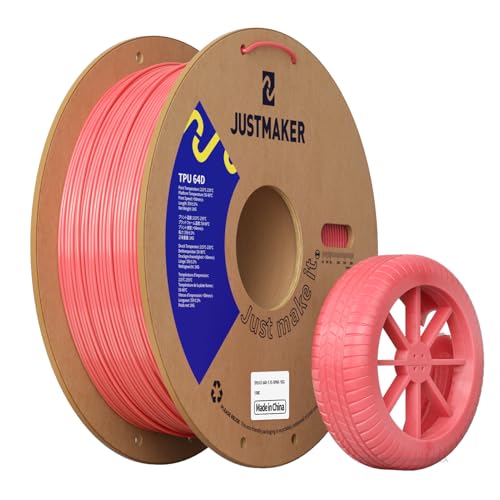 JUSTMAKER TPU 64D 3D Printer Filament, Flexible Materials with Superior Performance, Upgrade Cardboard Spool, 1kg, Dimen