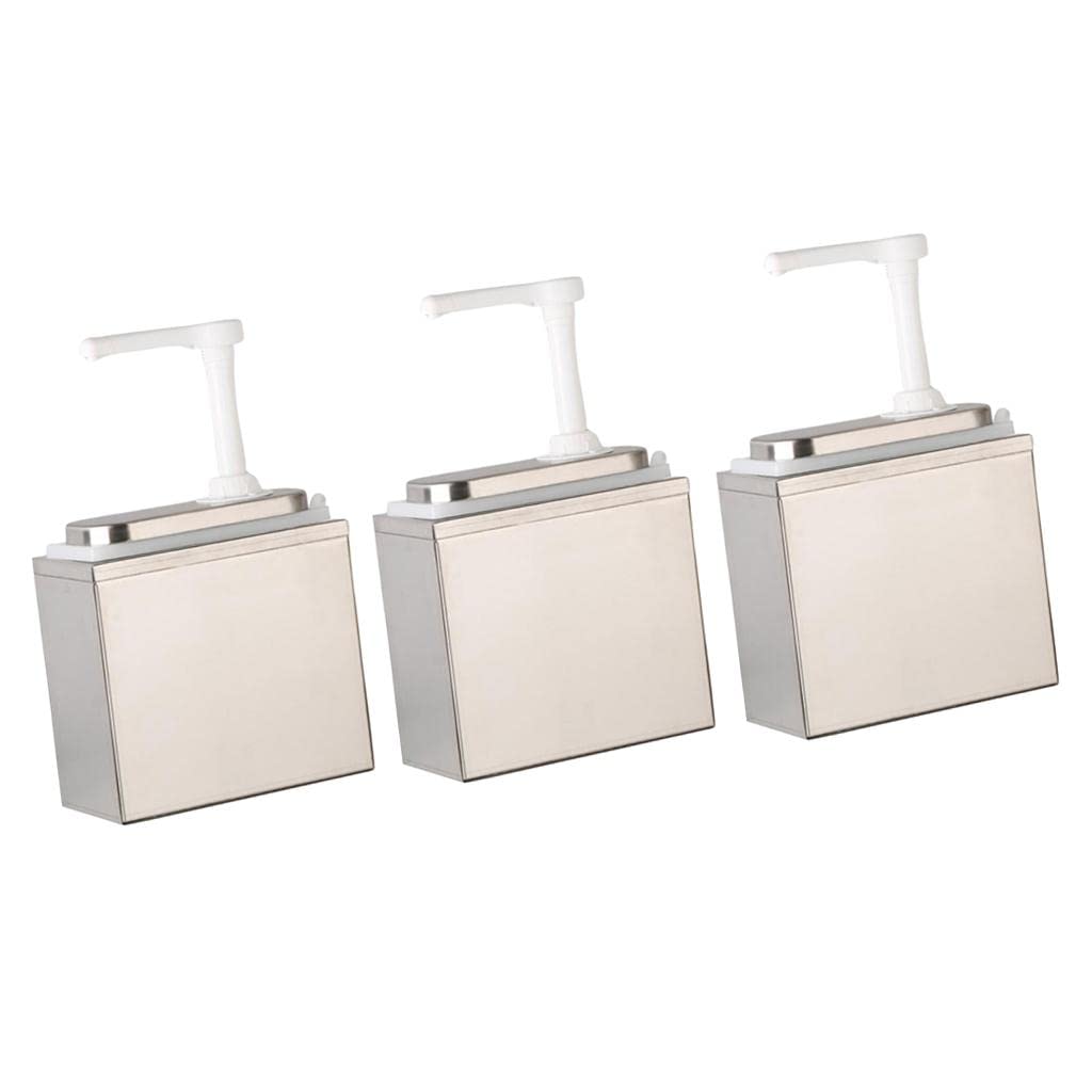 Dispensador de salsa de acero inoxidable de 3 piezas de 1 litro, recipiente de vinagre de ketchup para cocina, restaurante, hogar