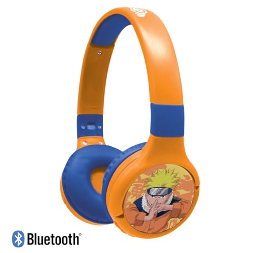 Image of LEXiBOOK, Naruto Bluetooth Headphones, HPBT010NA | 2-in-1 Bluetooth & Wired, Microphone, Rechargeable battery, Orange /Blue