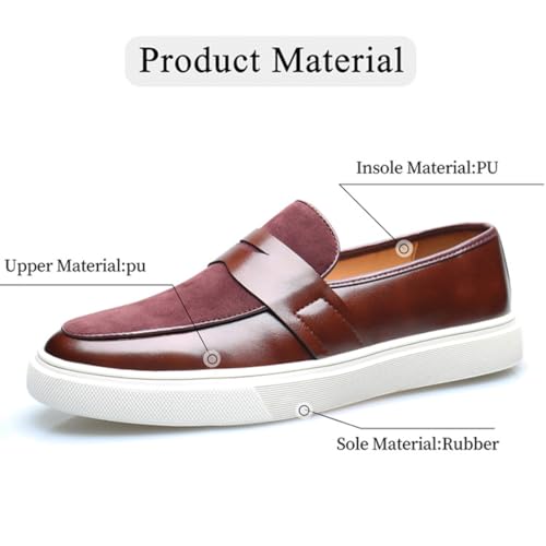 Men's Slip-On Suede Leather Loafers – Lightweight Round Toe Casual Dress Shoes with Metal Buckle, Comfortable Driving & Walking Penny Sneakers4