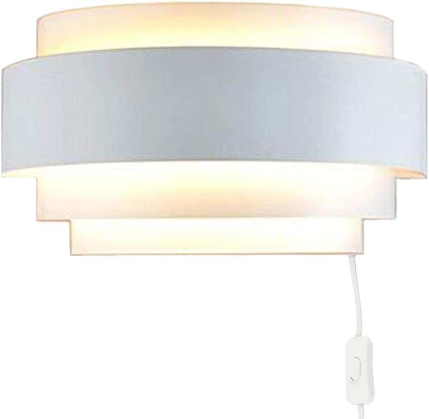 Kiven Modern LED Plug-in Wall Light Sconce Up Down Wall Lights Wall Lamp E26 with On/Off Switch Perfect for Living Room Hallway Bedroom Lamps, Warm White(Light Bulb not Include)