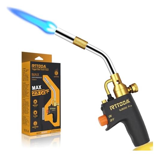 RTTOOA Propane Torch Head, GJ-8000pro High Intensity Torch Head, Trigger Start Gas Torch Kit for Propane, Pencil Flame Welding Torch Fuel by Mapp/Map/Propane, Soldering, Cooking(CSA Certified)
