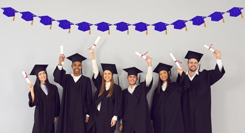 Image of Graduation Decorations Class of 2026 Glitter Pre-Strung Congrats Grad Graduation with Tassel Party Congratulations Banner Decor College High School Graduation Party Favors Purple
