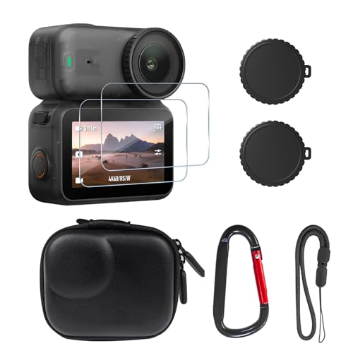 SYMIK Kleine Tasche für DJI Osmo Nano Silikon Linsenkappe Objektivschutz Displayschutzfolien und tragbarer Hartschalen-Reisetasche für Zubehör der Nano