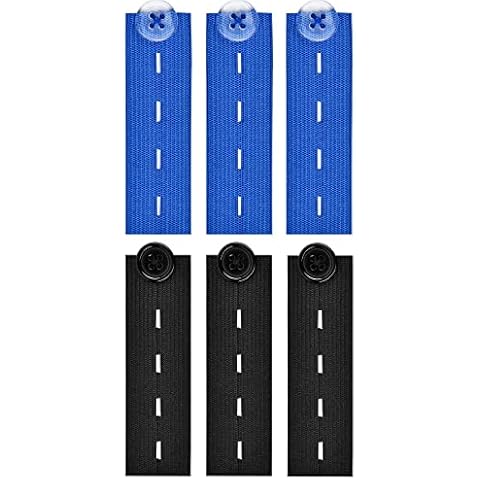 Elastic Waist Extenders, Premium Button Jeans Extenders, Pants Extender for Maternity, Waistband Extender Hook Adjustable for Suit Trouser Skirt Jeans Pant for Men Women, Pack of 6 Black Dark Blue Cover