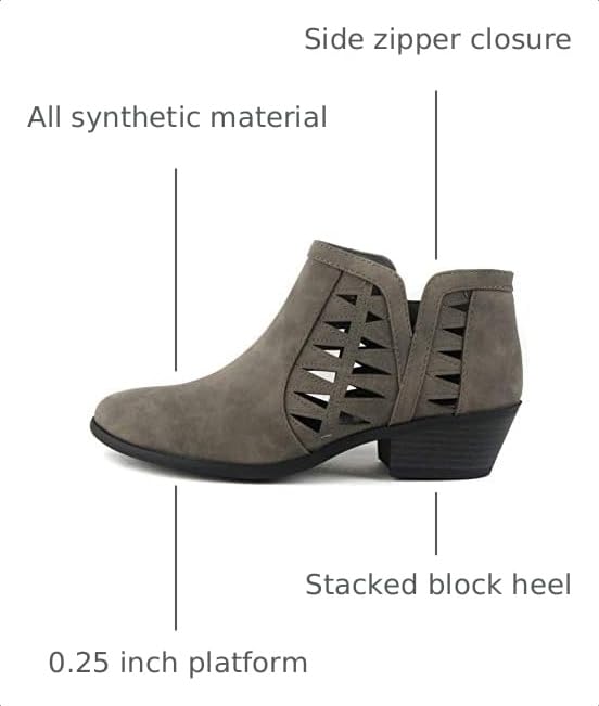 Image of Soda CHANCE Womens Perforated Cut Out Stacked Block Heel Ankle Booties (Wide Fit Available)