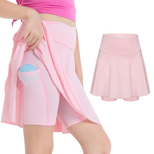 Image of Girls' 2-in-1 Flowy Butterfly Shorts with Pockets - Athletic Dance & Running Shorts for Ages 5-13