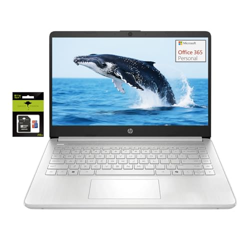 Image of HP 14 inch Student-Laptop with Copilot AI office365, Quad Core Intel Processor (Up to 3.6GHz) 8GB RAM 384GB Storage(128GB UFS + 256GB SD Card) Win11