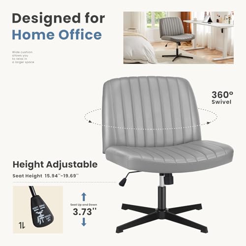 Cross Legged Office Chair, Armless Wide Desk Chair No