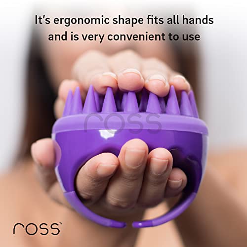 Image of Ross Hair Scalp Manual Massager Shampoo Hair Brush with Soft Silicone Bristles for Anti Dandruff, Exfoliating with Scalp Care, Purple