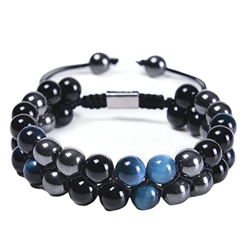 Bracelet en pierre double couche 8mm bijoux perles reglables tendances