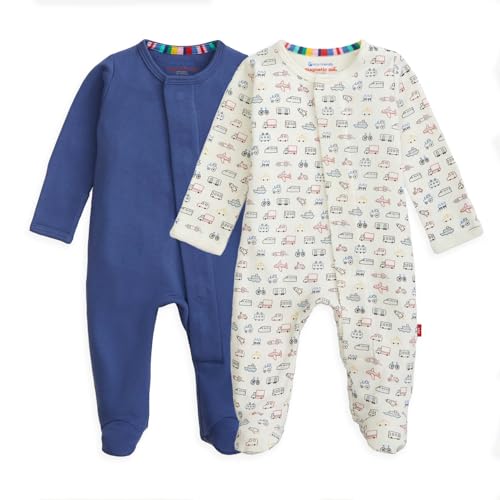 Image of Magnetic Me 100% Organic Cotton Magnetic Baby Footie Pajamas 2-Pack