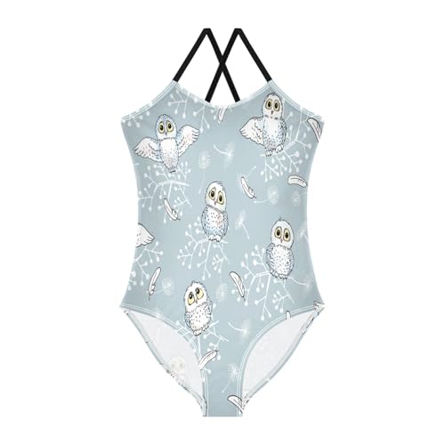 Winter Owls Snowflakes Girls One Piece Swimsuit Beach Swimwear Quick Dry Kids Bathing Suits 5-6T