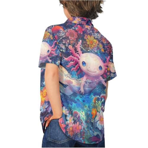Image of PinUp Angel Funky Casual Hawaiian Shirt Kids Boys Girls Art Oil Painting Animal Pattern Short Sleeve Unisex Beach Shirt