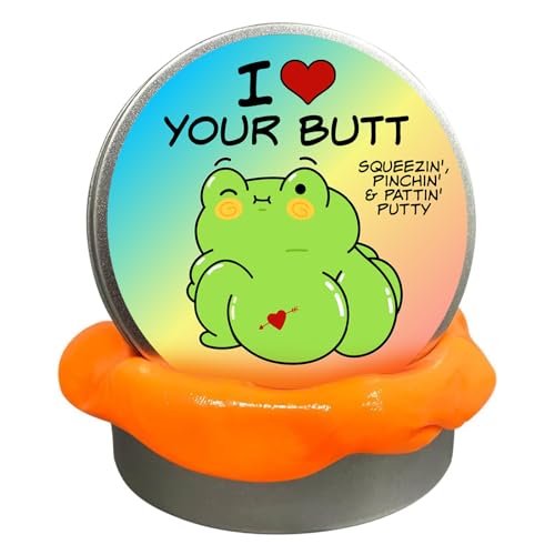 Love Your Butt Stress Putty - Funny Gag Gift for Frog Lovers - Flirty Valentine's Day Gift for Husband, Boyfriend, or Women - Orange Fidget Toy for Stress Relief & Stocking Stuffer