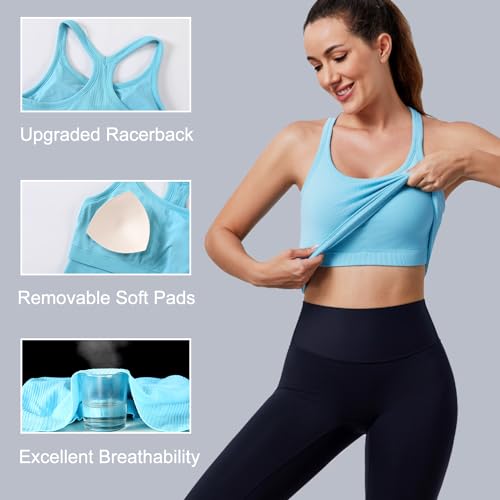Image of Women's Workout Tank Tops, with Built in Bra Racerback Seamless Crop Tops | Removable Pads, 1 /2 /3 Pack, A-D Cup, High Support, Wireless, Full Coverage, Camisole Sport Tanks, for Yoga Gym Exercise Daily