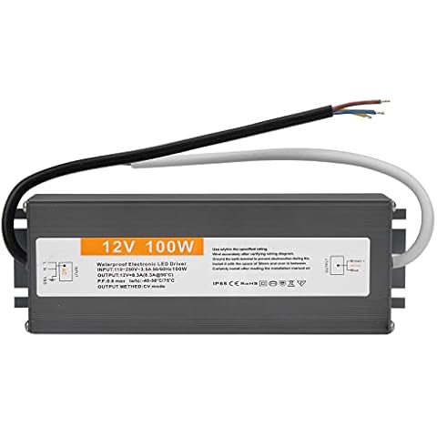 LED Driver 12V Transformer 100W Constant Voltage Waterproof IP67 Power Supply 12V DC Output for Outdoor or Indoor LED Lights Cover