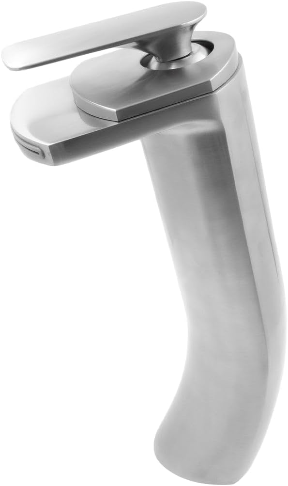 Novatto GF-057BN Cascade Single Lever Waterfall Vessel Faucet, Brushed Nickel